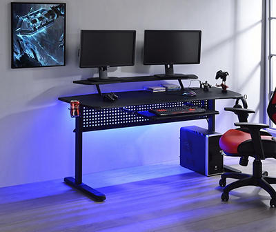 Vidlre Black LED Gaming Computer Desk with USB Ports