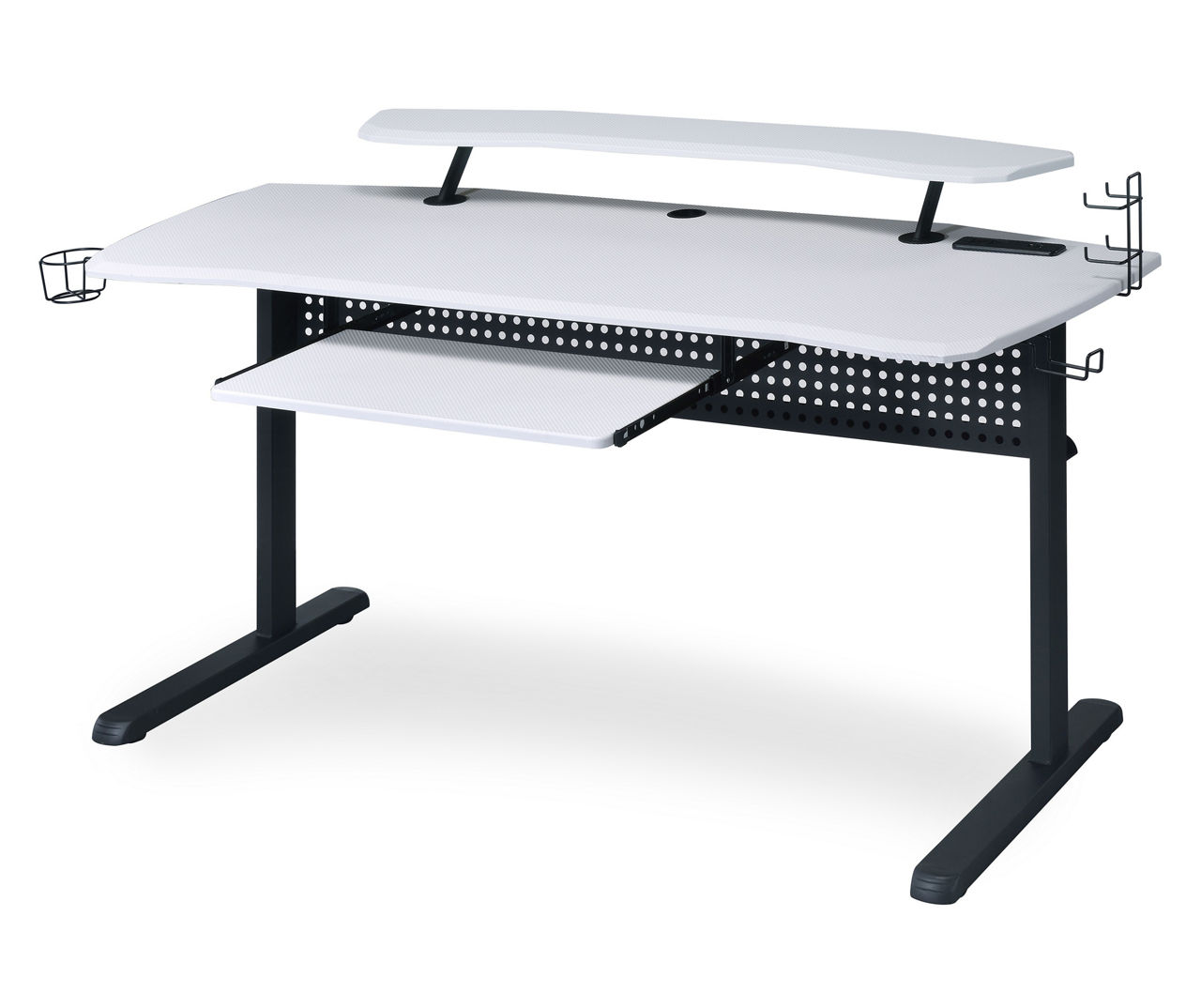 Vidlre White LED Gaming Computer Desk with USB Ports