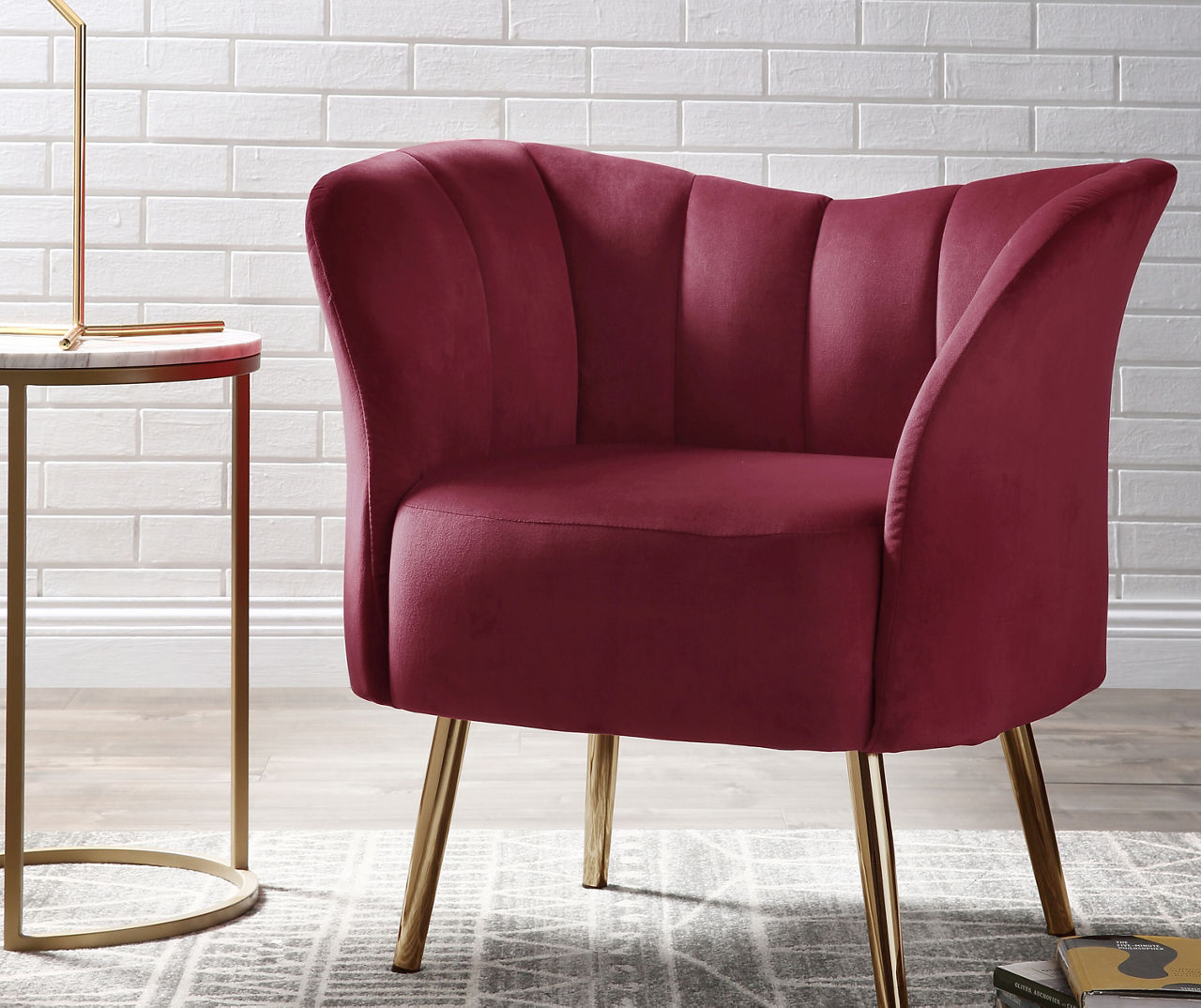 Acme Reese Burgundy Velvet Accent Chair | Big Lots