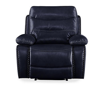 Aashi Navy Blue Leather Match Power Recliner