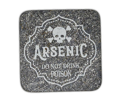 "Arsenic" Black 4-Piece Square Marble Coaster Set