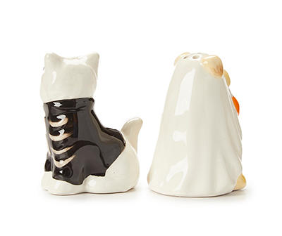 BW HALLOWEEN SALT AND PEPPER S/2 DOGS