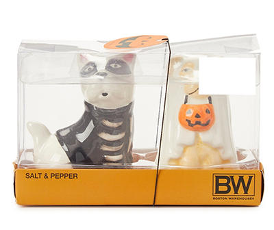 BW HALLOWEEN SALT AND PEPPER S/2 DOGS