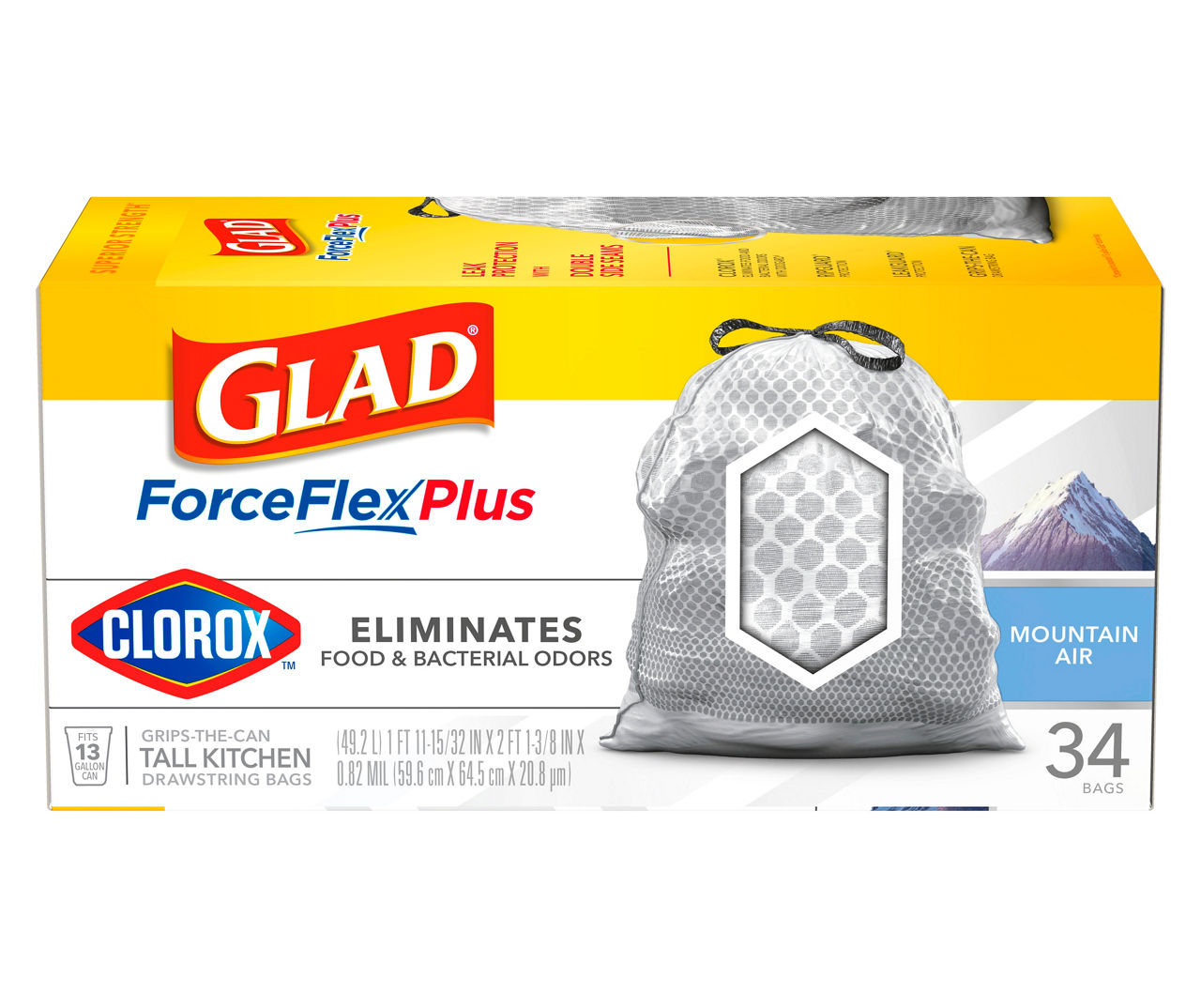 Glad - Glad, ForceFlex - Drawstring Bags, Tall Kitchen, Max Strength,  Mountain Air, 13 Gallon (34 count), Grocery Pickup & Delivery