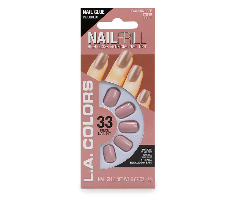NailFrill Fine Romantic Rose High Gloss Artificial 33-Piece Nail Kit