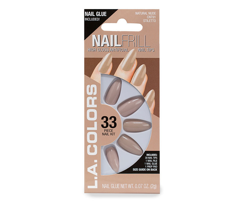 NailFrill Natural Nude High Gloss Artificial 33-Piece Nail Kit