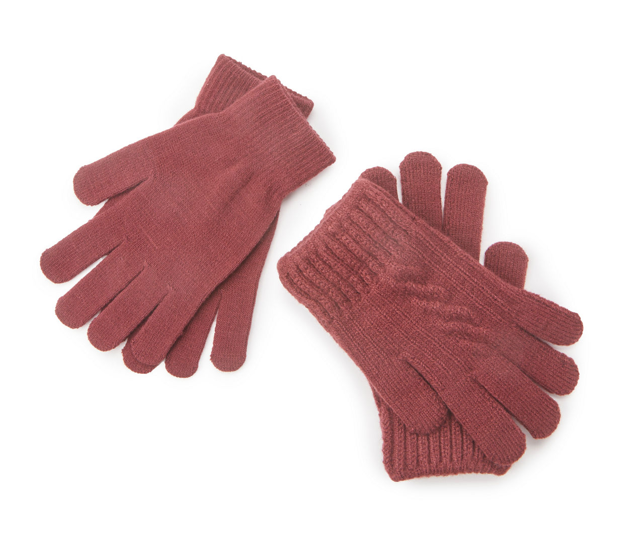 Berry Cable-Knit Glove, 2-Pair