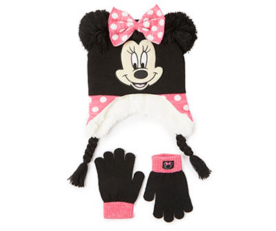 Kids' Minnie Mouse Pom Pom Pom-Pom Beanie & Glove Set