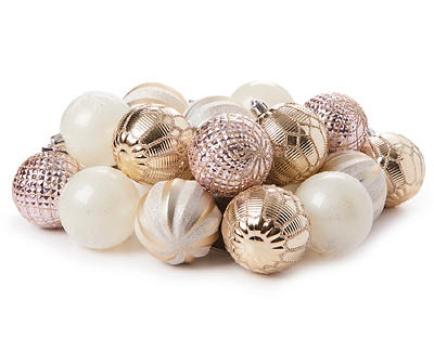 Pink, Silver & White 24-Piece Festive Charm Ornaments Set