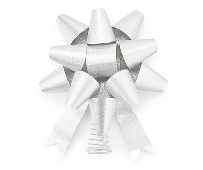 SILVER METAL BOW TREE TOPPER