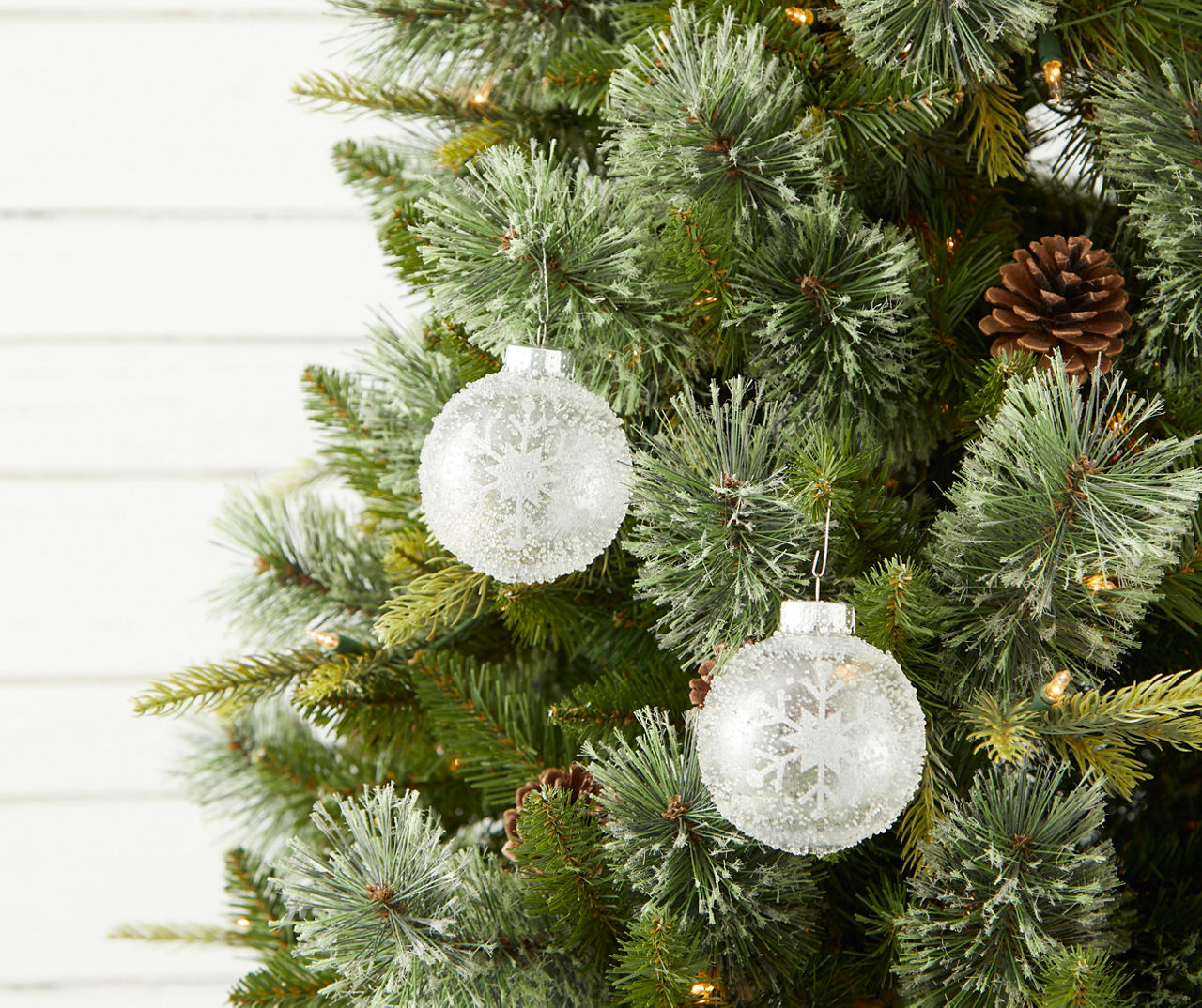 Silver Glitter Snowflake Glass Ball Christmas Tree Ornament