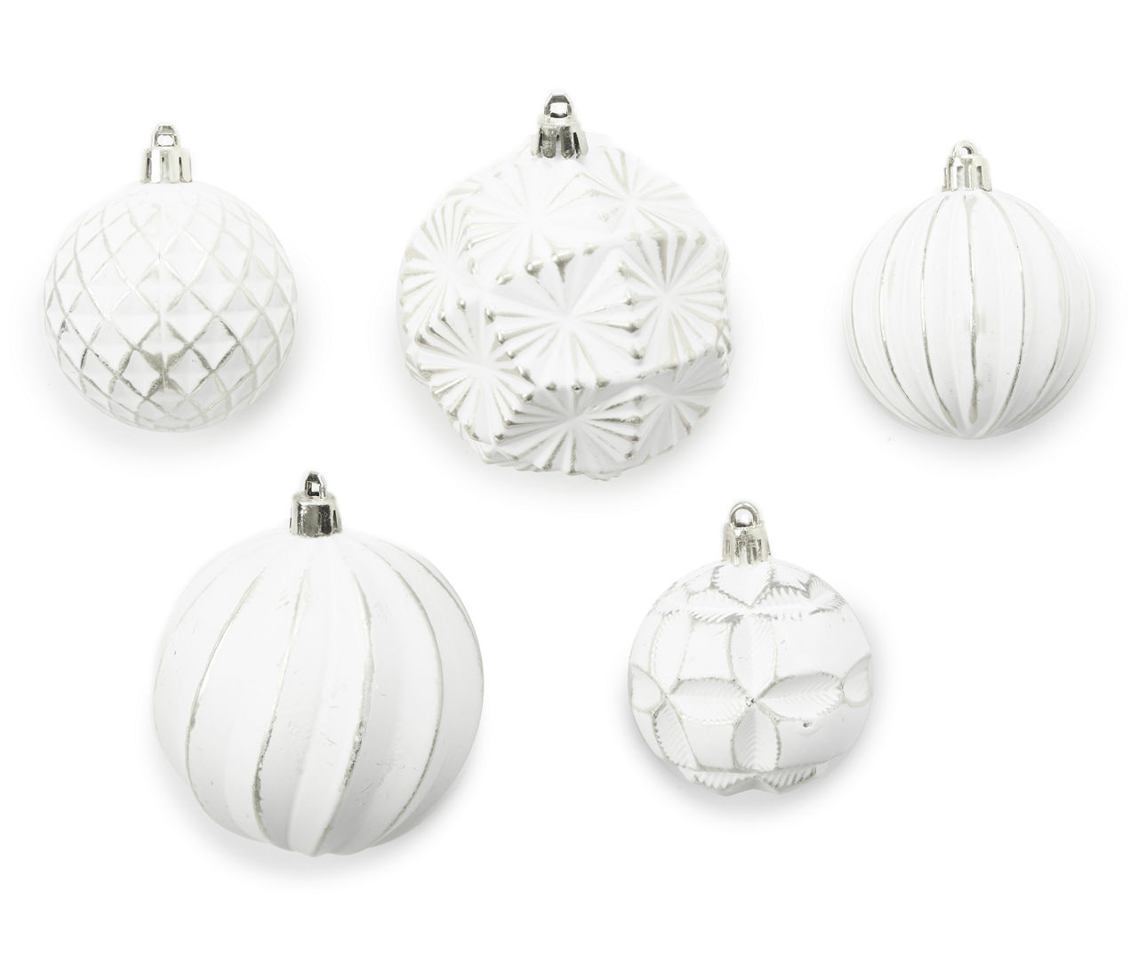 Winter Wonder Lane White & Silver Designer 24-Piece Ornaments Set | Big ...