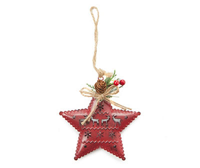 Red Metal Star 3-Piece Ornament Set