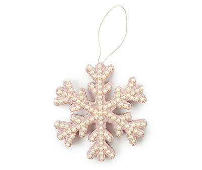 Pink & White Glittery Snowflake 3-Piece Ornament Set