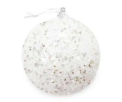 White Sequined Ball 4-Piece Ornament Set