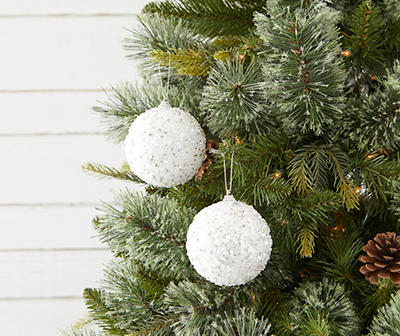 White Sequined Ball 4-Piece Ornament Set