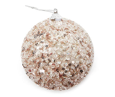 Gold & White Sequined Ball 4-Piece Ornament Set