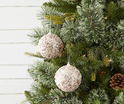Gold & White Sequined Ball 4-Piece Ornament Set