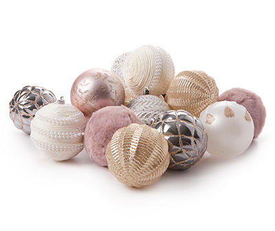Pink, Silver & White 16-Piece Festive Charm Ornament Set