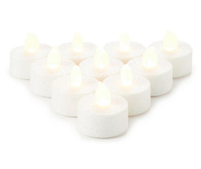 White Glitter LED Tealight, 10-Pack