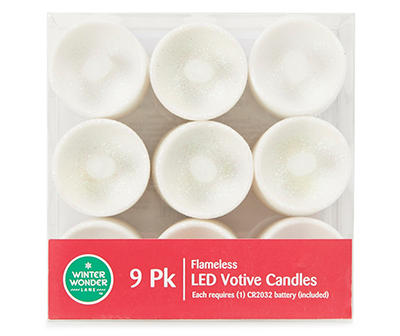 White Glitter LED Votive Candle, 9-Pack