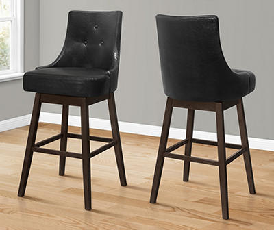 Monarch 45 5 Black On Tufted Faux, Swivel Bar Stools 2 Pack