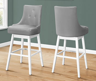 Monarch 45 5 Gray On Tufted Faux, Swivel Bar Stools 2 Pack