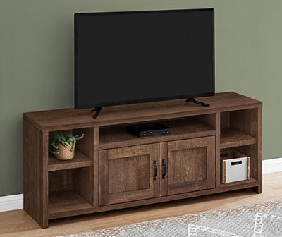 Tv Stand - 2 Doors / 5 Shelves / Modern Farmhouse Style, 60"L - Brown Reclaimed Wood-Look