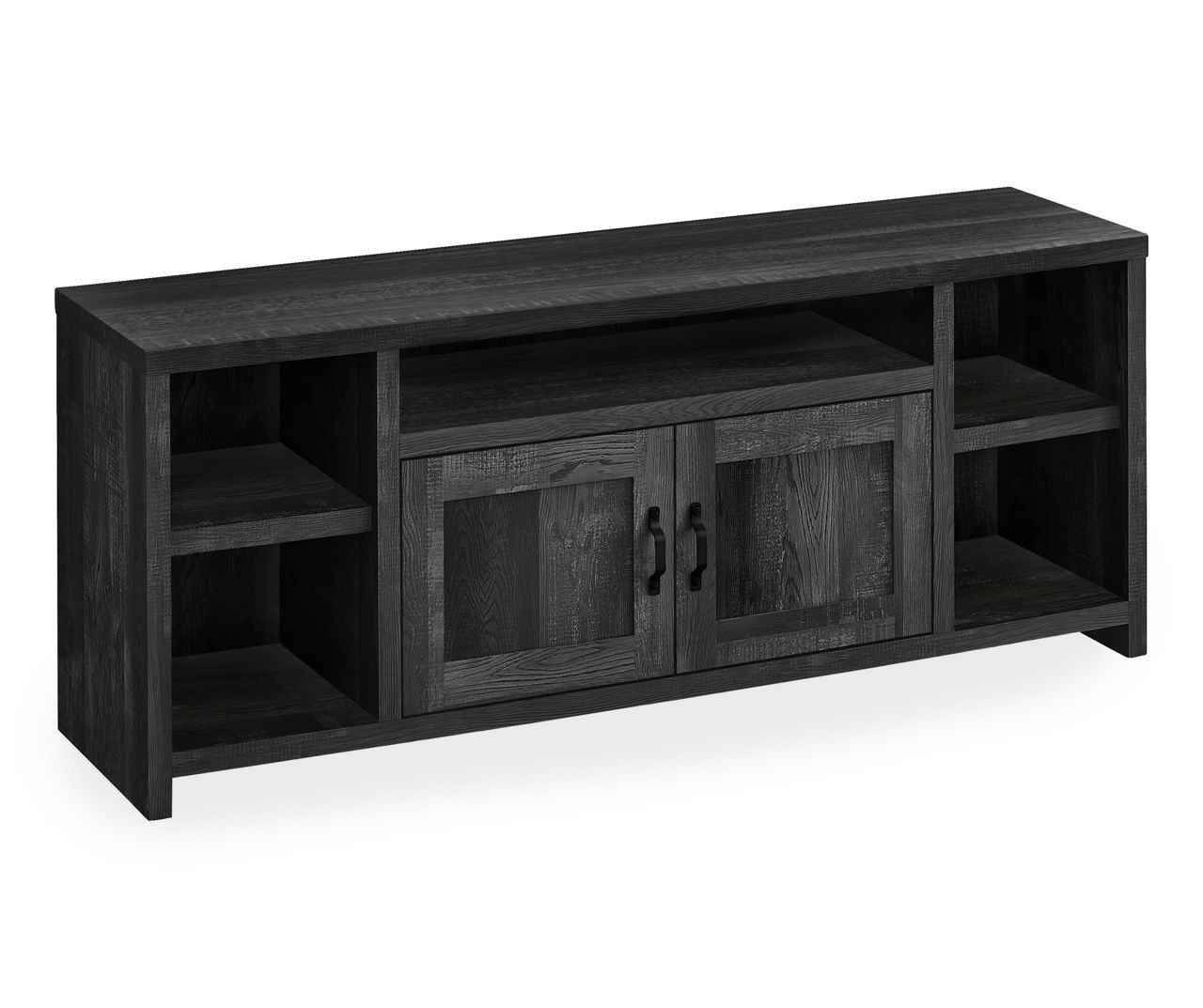 59" Black Wood Look 5-Shelf TV Stand