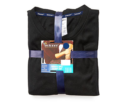 Men's Black Plaid 2-Piece Henley Pajama Set