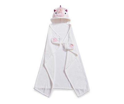 Ivory & Pink Hooded Velvet Unicorn Blanket