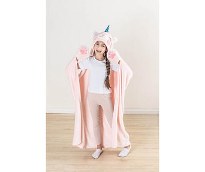 DS HOODED THROW PINK CATICORN
