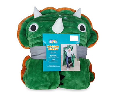 Green Hooded Velvet Dinosaur Blanket