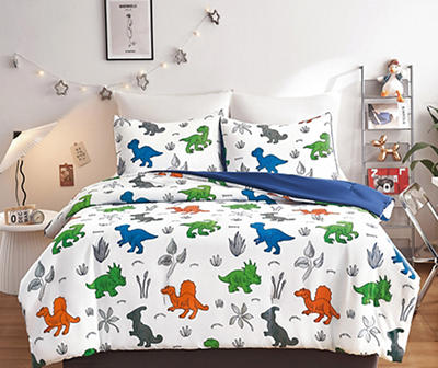 100% Cotton Kids Quilt Bedspread Comforter Set Throw Blanket for Boys Dinosaur 