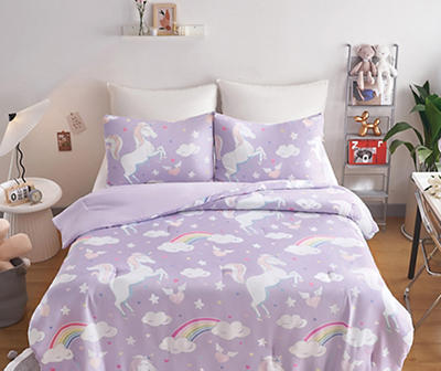 Rainbows, Stars & Unicorns 3-Piece Twin/Full Microfiber Comforter Set