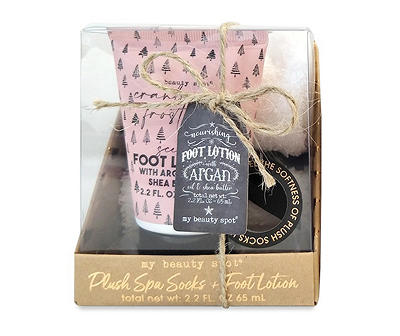 Cranberry Frosting Scented 2-Piece Spa Socks & Foot Lotion Set