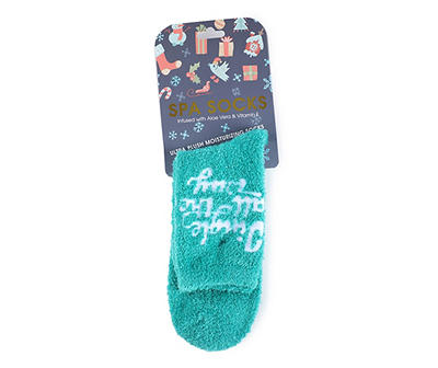 "Jingle All The Way" Green Moisturizing Aloe Spa Socks