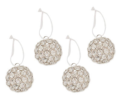 Gemstone Ball 4-Piece Glass Ornament Set