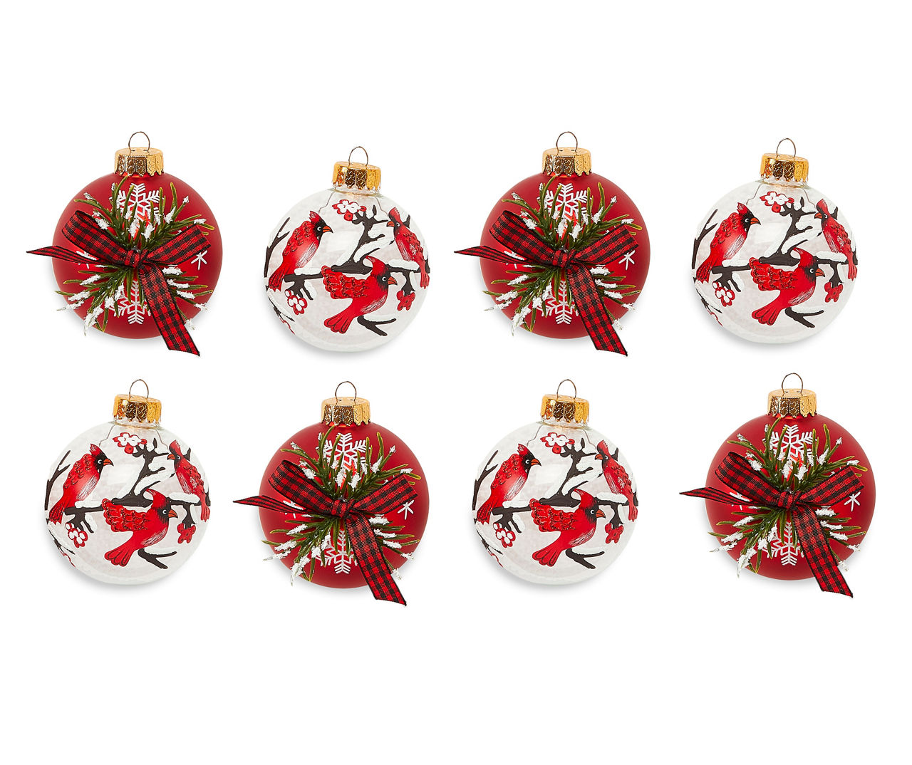 Winter Wonder Lane Cardinal & Snowflake Ball 8-Piece Glass ...