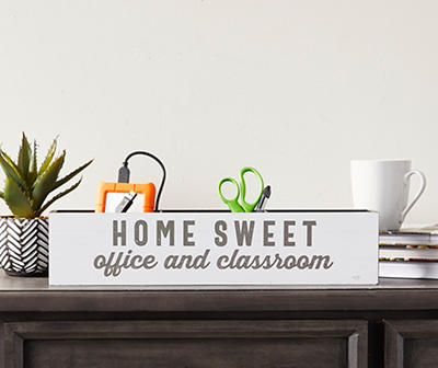 "Home Sweet Office" White & Black 3-Section Pencil Holder Box Plaque