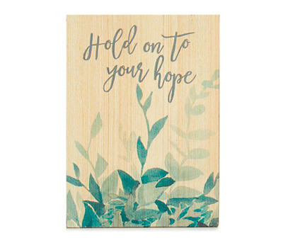 "Hope" Tan & Green Eucalyptus Wood Veneer Box Plaque