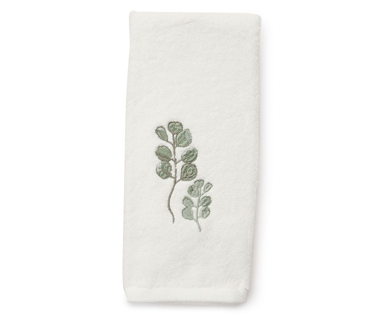 Zola White & Green Botanical Embroidered Hand Towel