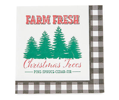 "Farm Fresh" Buffalo Check & Trees Paper Lunch Napkins, 40-Count