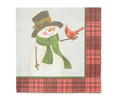 Top Hat Snowman & Cardinal Paper Beverage Napkins, 40-Count