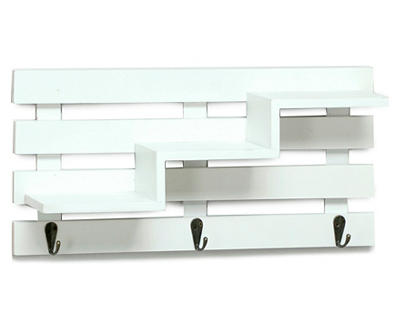 Real Living White Tiered Slat Wall Shelf With 3 Hooks - Big Lots
