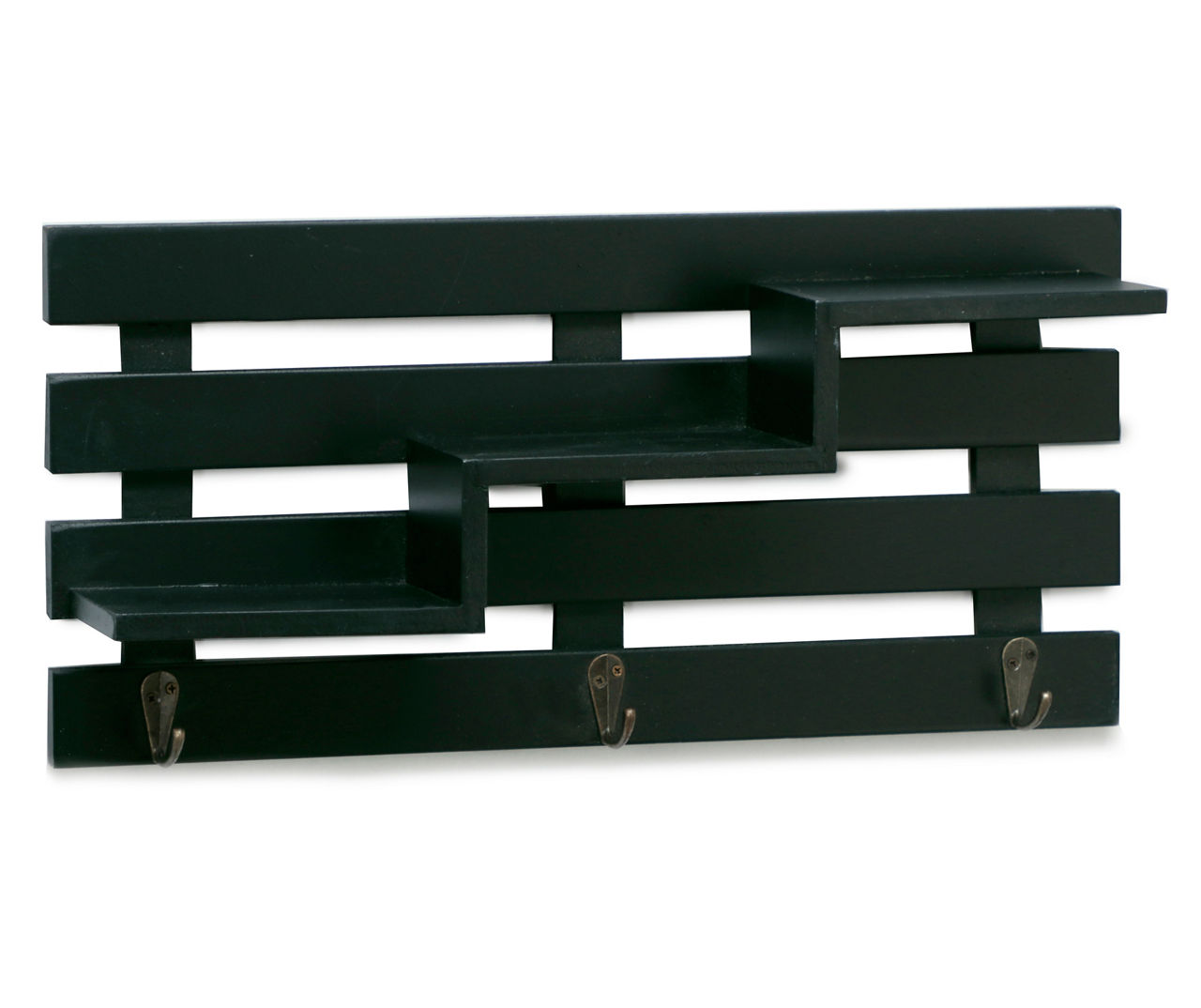 Real Living Black Tiered Slat Wall Shelf With 3 Hooks