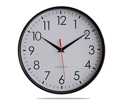 White & Gray-Rim Round Wall Clock, (10")
