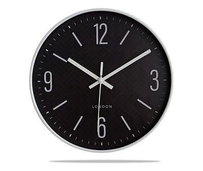 Black & White-Rim Round Wall Clock, (10