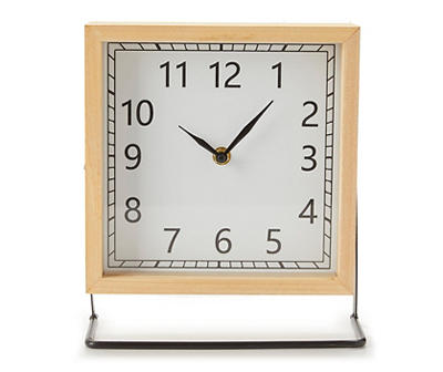 Brown & Black Square Tabletop Clock