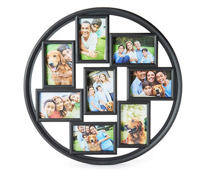 Black Circle 8-Opening Collage Picture Frame, (4